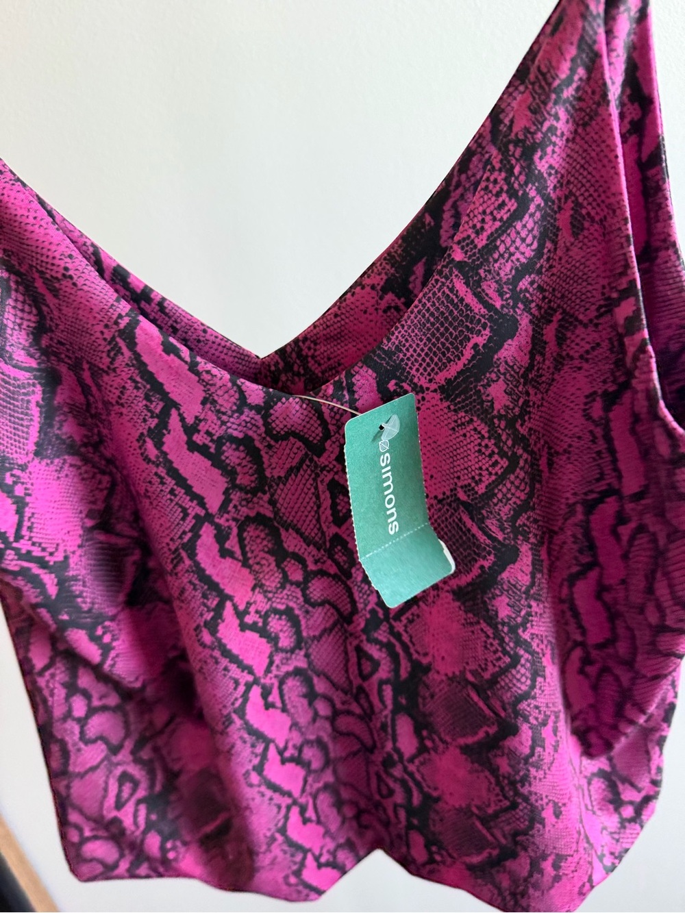 Twik Simons Pink Black Snakeskin Print Double Strap Camisole Top NWT Size M - Picture 6 of 7